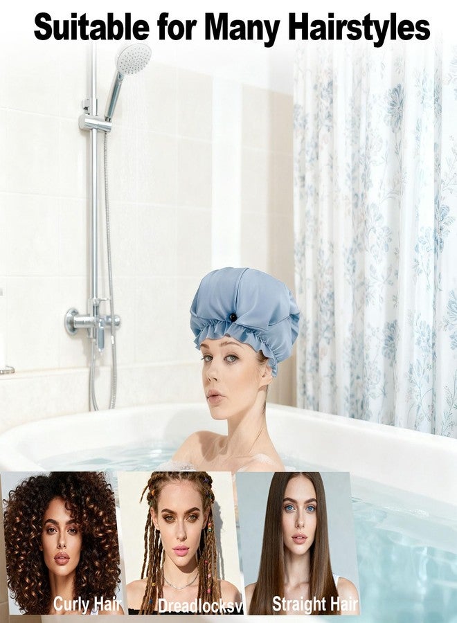 ELEBOX Extra Large Shower Cap for Braids/Curly Hair/Dreadlock | Reusable Waterproof Long Bonnets for Women Bath/Swim/Cooking/Cleaning/Spa | XL Bathing Cap with Adjustable Drawstring & Button, Grey - Image 3